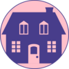 Little Blue House With Pink Background Clip Art